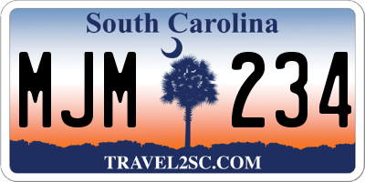 SC license plate MJM234