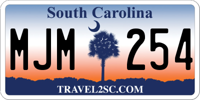 SC license plate MJM254