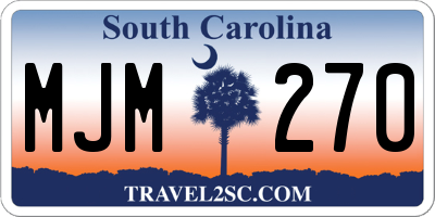 SC license plate MJM270