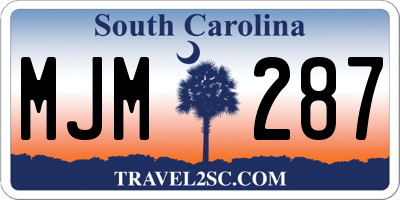 SC license plate MJM287