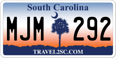 SC license plate MJM292