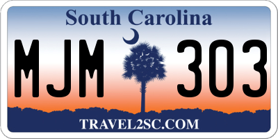 SC license plate MJM303