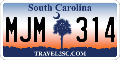 SC license plate MJM314