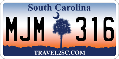 SC license plate MJM316
