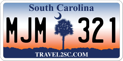 SC license plate MJM321