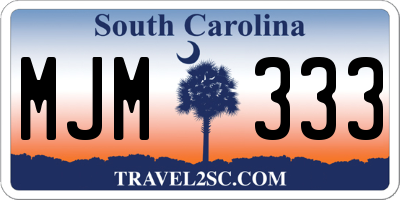 SC license plate MJM333