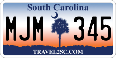SC license plate MJM345