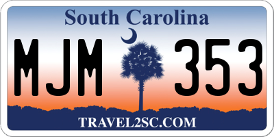 SC license plate MJM353