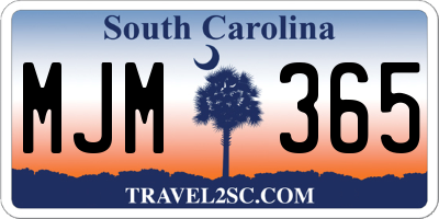 SC license plate MJM365