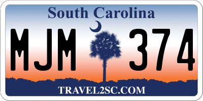 SC license plate MJM374