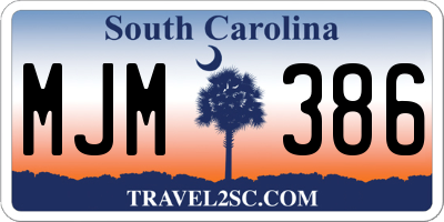 SC license plate MJM386