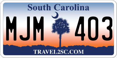 SC license plate MJM403