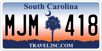 SC license plate MJM418