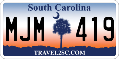 SC license plate MJM419