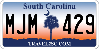 SC license plate MJM429