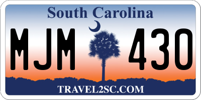 SC license plate MJM430