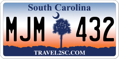 SC license plate MJM432