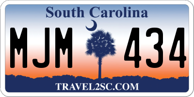 SC license plate MJM434
