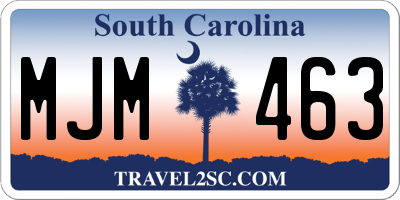 SC license plate MJM463