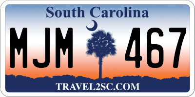 SC license plate MJM467