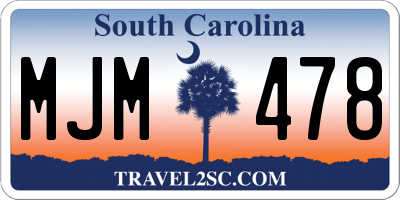 SC license plate MJM478