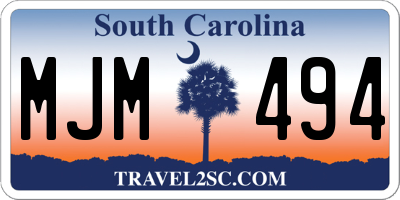 SC license plate MJM494