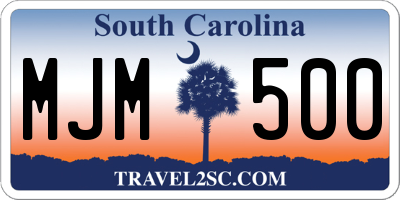 SC license plate MJM500