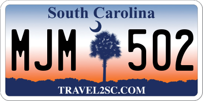 SC license plate MJM502