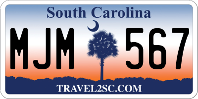 SC license plate MJM567