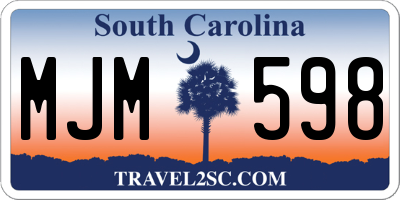 SC license plate MJM598