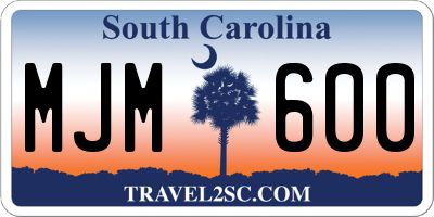 SC license plate MJM600