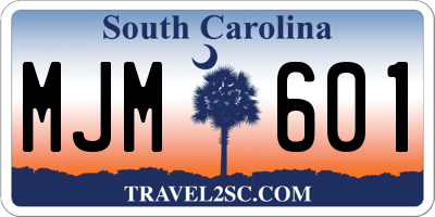 SC license plate MJM601