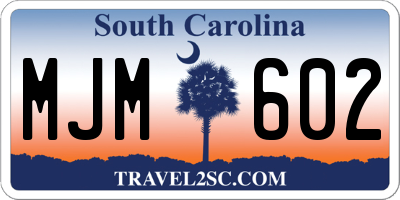 SC license plate MJM602