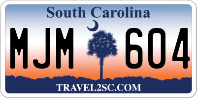 SC license plate MJM604