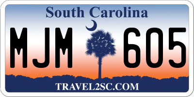 SC license plate MJM605