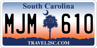 SC license plate MJM610