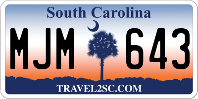 SC license plate MJM643