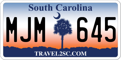 SC license plate MJM645