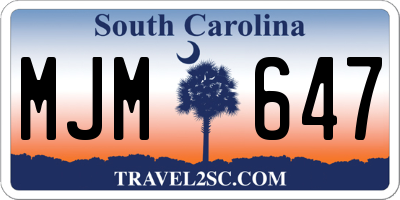 SC license plate MJM647