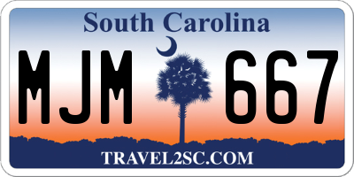 SC license plate MJM667
