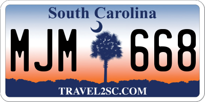 SC license plate MJM668