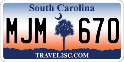 SC license plate MJM670