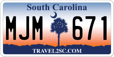 SC license plate MJM671