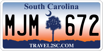 SC license plate MJM672
