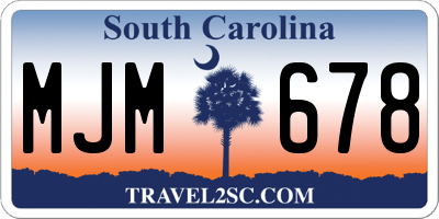 SC license plate MJM678