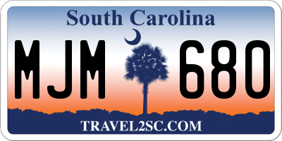SC license plate MJM680