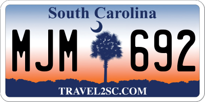 SC license plate MJM692