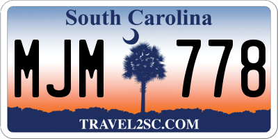 SC license plate MJM778