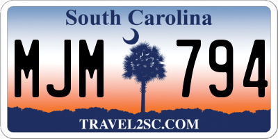 SC license plate MJM794