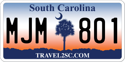 SC license plate MJM801